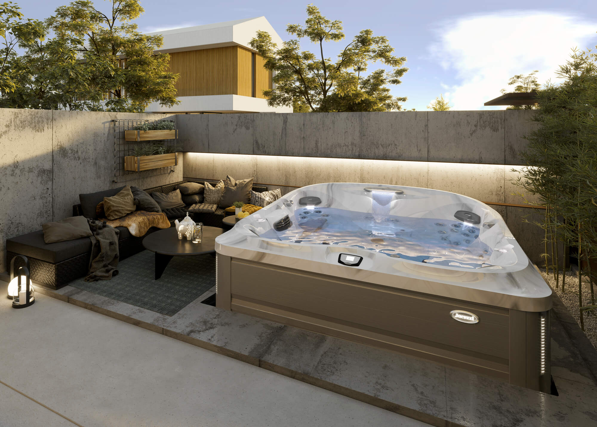 Outdoor Jacuzzi Hot Tub maintained with hot tub chemicals.