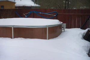 above-ground pool in winter